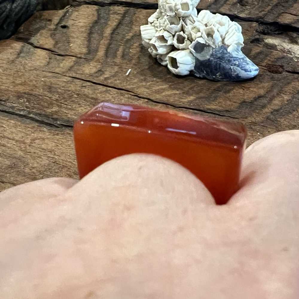Artisan Orange Carnelian Ring Modern Gemstone Glass Crystal Bohemian Quartz - Picture 7 of 7